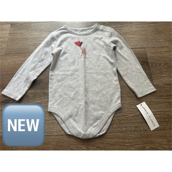 Janie and Jack 18-24M NWT Gray Dog Balloon Bodysuit Gender Neutral Long Sleeve - Picture 1 of 4